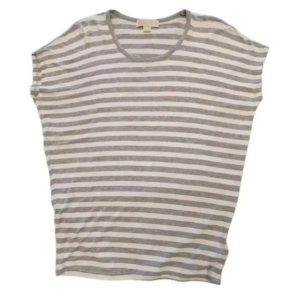 Michael Kors Grey & White Striped Tee Shirt Size Small - Picture 4 of 8